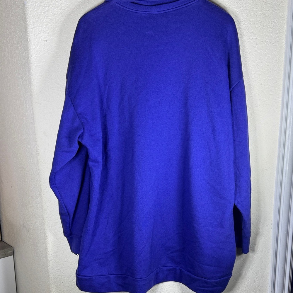 Zara Trafaluc Royal Blue Oversized Collared Sweatshirt Zipper Cuffs Large - Picture 4 of 4